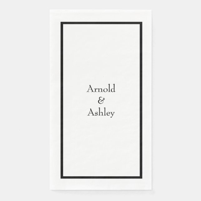 Name Monograms Black White Wedding Bridal Shower Paper Guest Towels (Front)