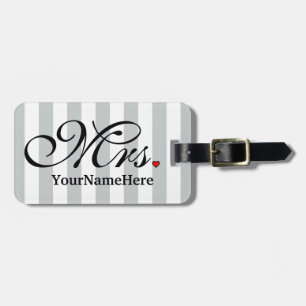 Name Mrs. Wife Bride Customize Color Stripes Luggage Tag