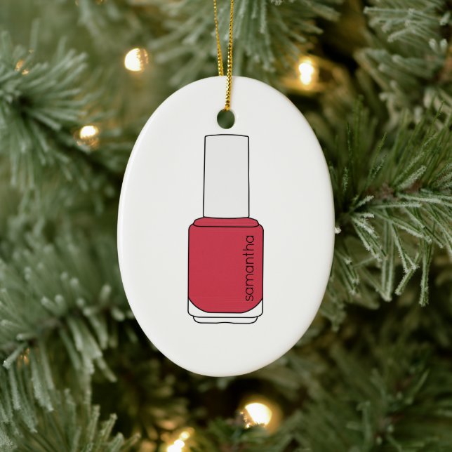 Name Nail Polish Bottle Ceramic Ornament (Tree)
