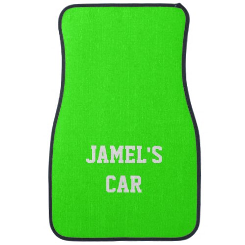 Name Neon Green Top Single Color Car Mat