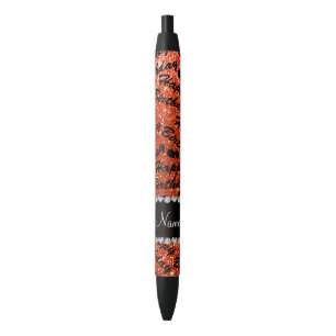 Name neon orange glitter happy birthday balloons pen