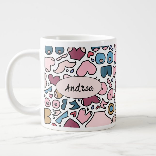 Name neutral breast pattern giant coffee mug (Left)