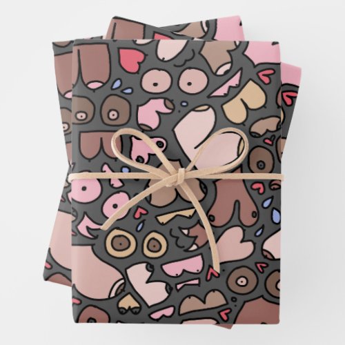 Name neutral breast pattern wrapping paper sheets