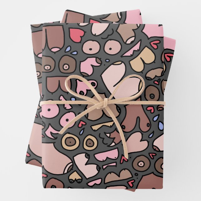 Name neutral breast pattern wrapping paper sheets (In situ)