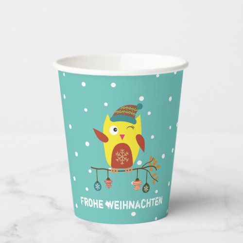 Name  niedliche Eule Frohe Weihnachten Deutsch  Paper Cups