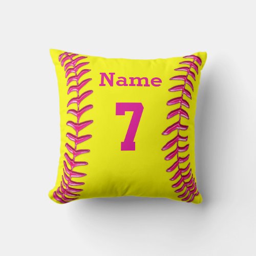 NAME NUMBER and MONOGRAMMED Softball Pillow