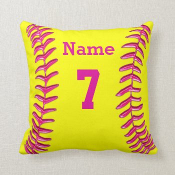 Name  Number And Monogrammed Softball Pillow by LittleLindaPinda at Zazzle