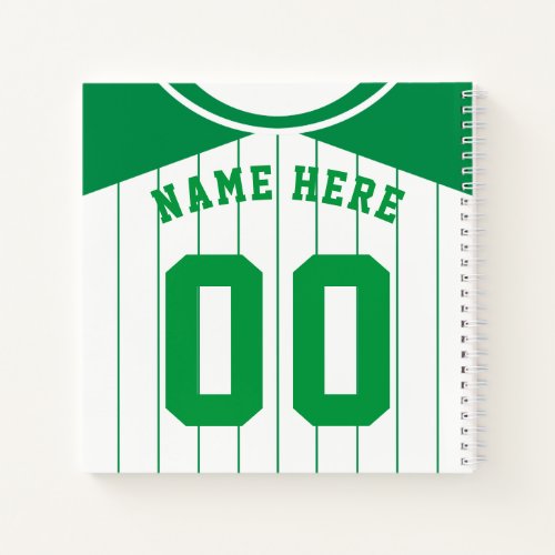 Name  Number Baseball Softball Green Jersey Notebook