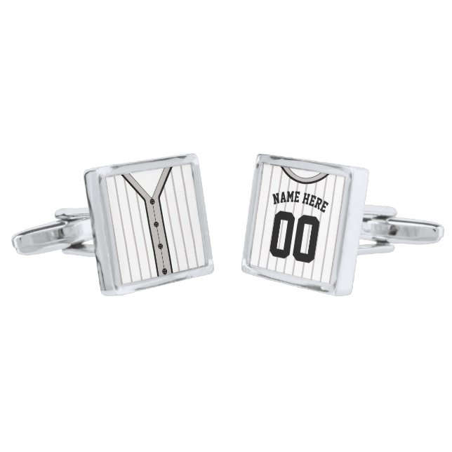 Name & Number Baseball Softball Jersey Cuff Links (Angled)