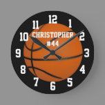 Name Number Basketball Round Clock