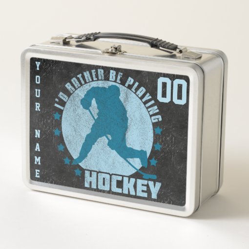 Name & Number Custom Ice Hockey Lunch Box Zazzle