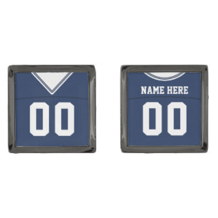 Name & Number Football Jersey Gunmetal Finish Cufflinks