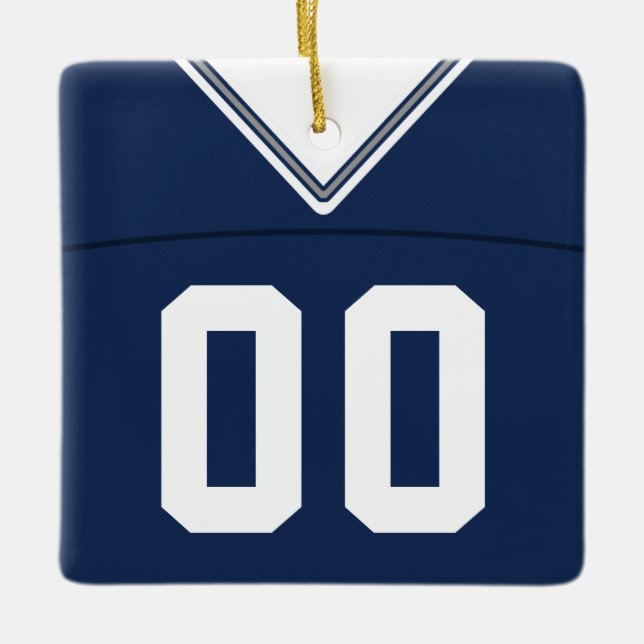 Name & Number Football Lacrosse Jersey Template Ceramic Ornament (Front)