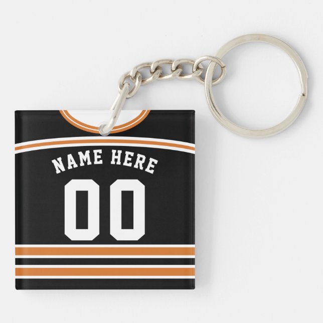 Name & Number Hockey Jersey Keyring, Lacrosse Keychain (Back)