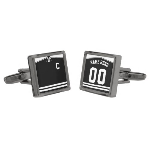 Name  Number Ice Hockey Jersey Cuff Links