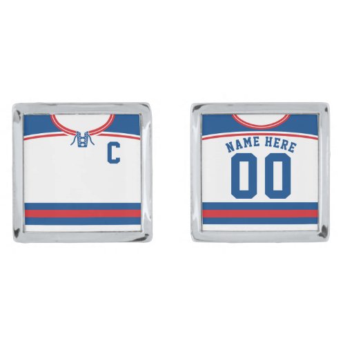 Name  Number Ice Hockey Jersey Cuff Links