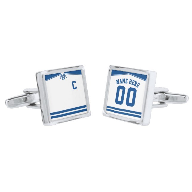Name & Number Ice Hockey Jersey Cuff Links (Angled)