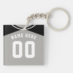 Name & Number Jersey Keyring, Baseball Softball Keychain