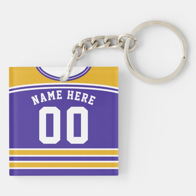 Name & Number Jersey Keyring, Hockey Lacrosse Keychain (Back)