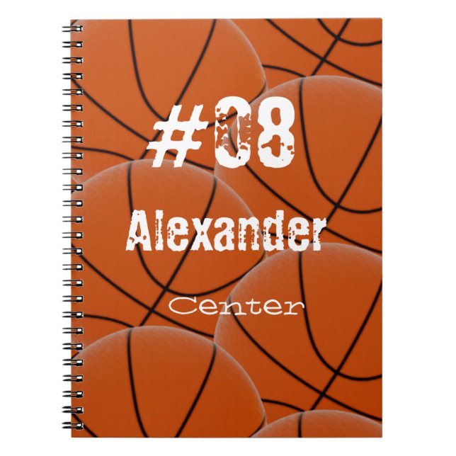 Name Number Position Custom Orange Basketball  Notebook (Front)