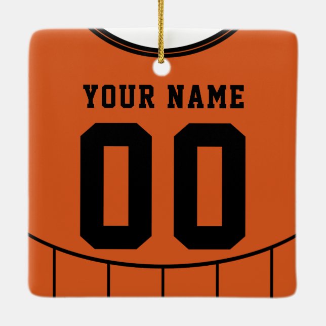 Name & Number Soccer Football Jersey Template Ceramic Ornament (Back)