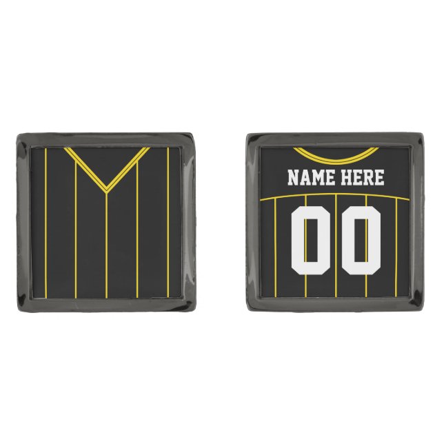 Name & Number Soccer Jersey Cuff Links (Front)