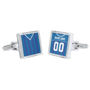 Name & Number Soccer Jersey Cuff Links, Blue Cufflinks