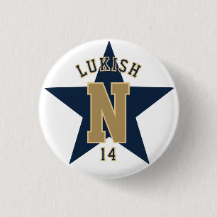 Name Number Star Navy Blue and Gold Veteran  Button