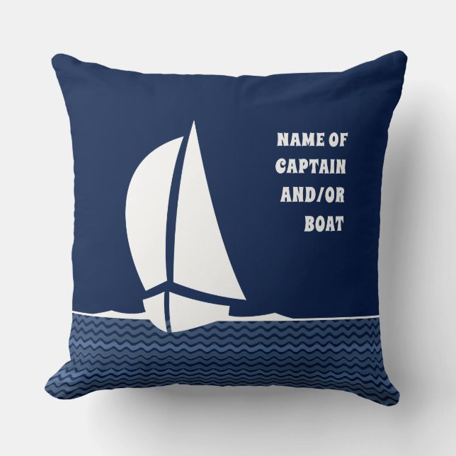 Name of Captain and/or Boat (customizable) Throw Pillow (Front)