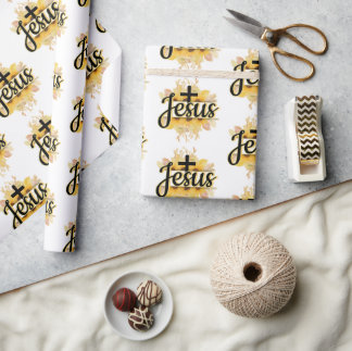 Name of Jesus w/sunflowers&cross Wrapping Paper