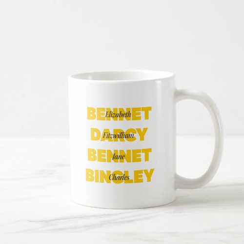 Name of Main Characters from Pride and Prejudice Coffee Mug