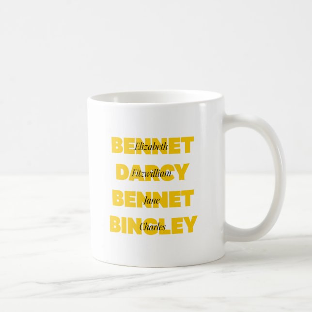 Name of Main Characters from Pride and Prejudice Coffee Mug (Right)