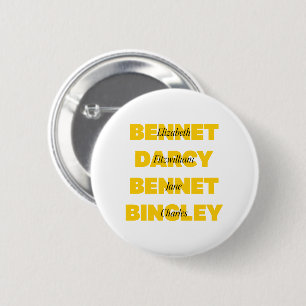 Name of Main Characters from Pride and Prejudice Pinback Button