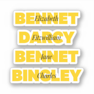 Name of Main Characters from Pride and Prejudice Sticker