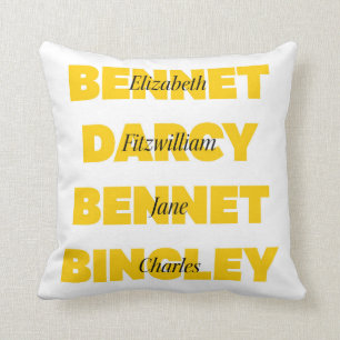 Name of Main Characters from Pride and Prejudice Throw Pillow