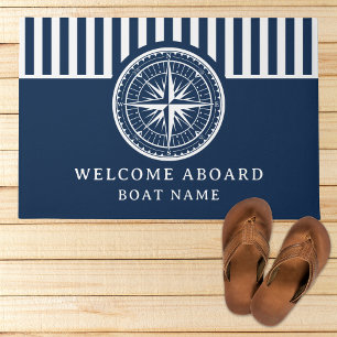 Name of your Boat Nautical Compass Doormat
