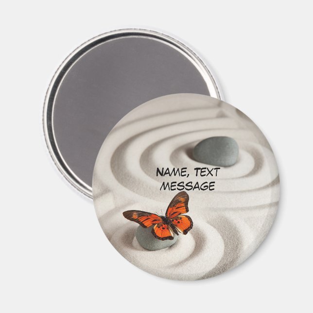 Name on 2.25-in Round, Zen Garden Magnet (Front/Back)