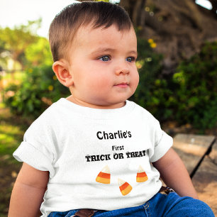 Name on 3-24 Months Baby Halloween White T-Shirt