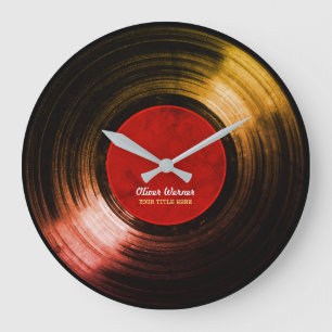 name on a vinyl record large clock
