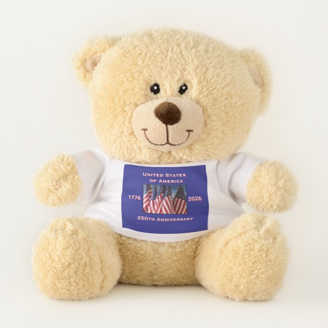 NAME ON BACK 250th Anniversary USA Patriotic  Teddy Bear (Front)