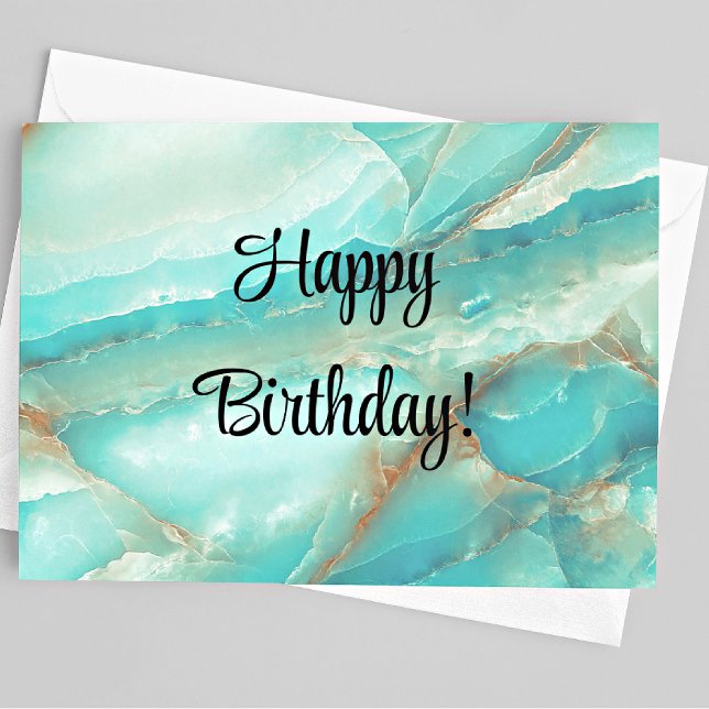 Name on Back, Happy Birthday, Turquoise & Bronze Card (Creator Uploaded)