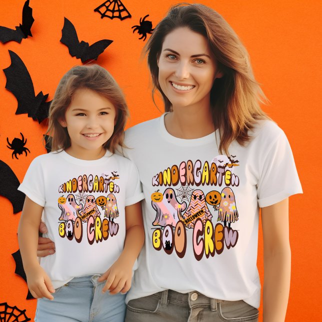 Name on Back Retro Ghost Kindergarten Boo Crew T-Shirt (Creator Uploaded)