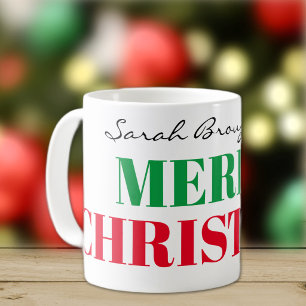 Name on Big Merry Christmas 11oz Classic Coffee Mug