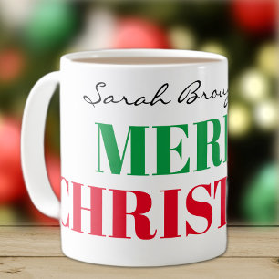 Name on Big Merry Christmas 11oz Classic Coffee Mug