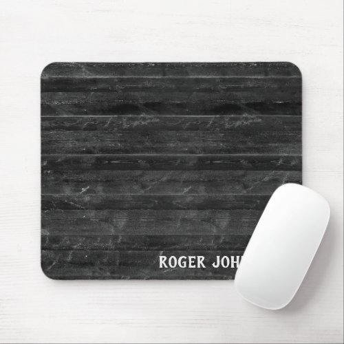 Name On Black Wood Mouse Pad