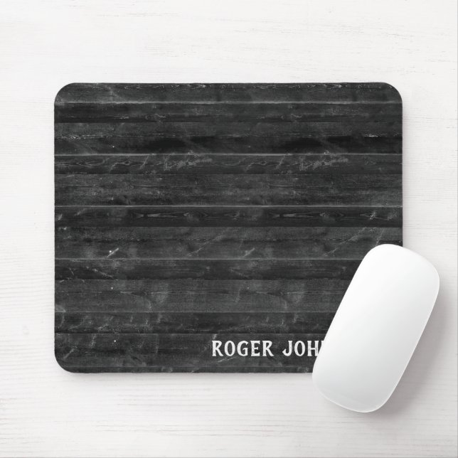 Name On Black Wood Mouse Pad (With Mouse)