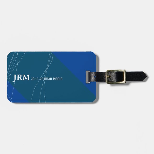 name on blue airplane travel luggage tag (Front Horizontal)
