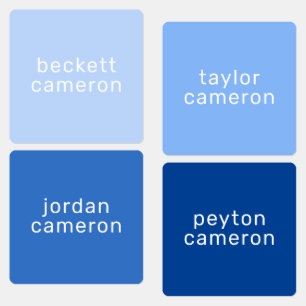 Name on Blue Iron On Clothing Labels