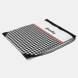 Name on Classic Houndstooth Drawstring Bag
