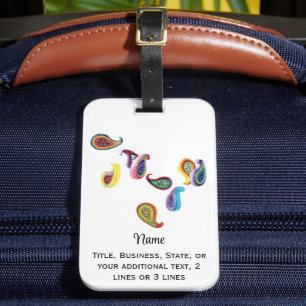 Name on Colorful Paper Quilled Paisleys Travel Luggage Tag